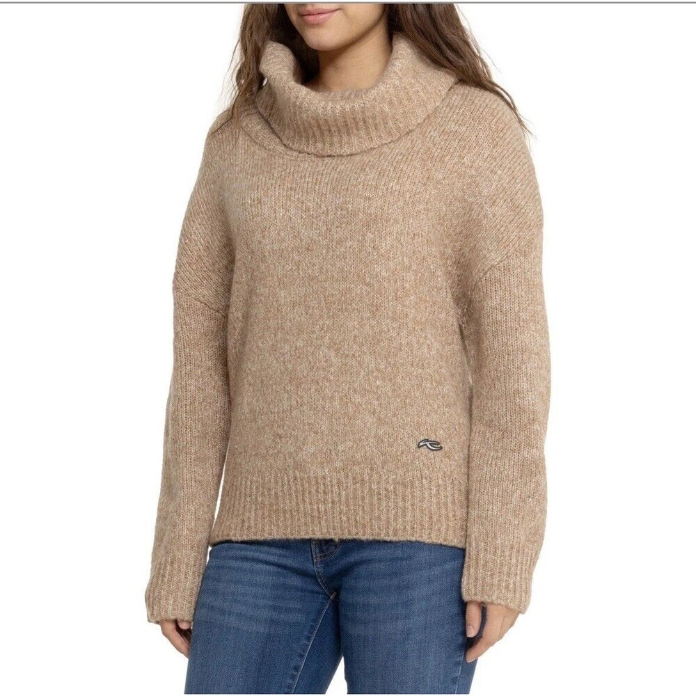 KJUS Cowl Neck Sweater Women Sz M Tan Ultra Soft Mohair‎ & Merino Wool Luxe Knit